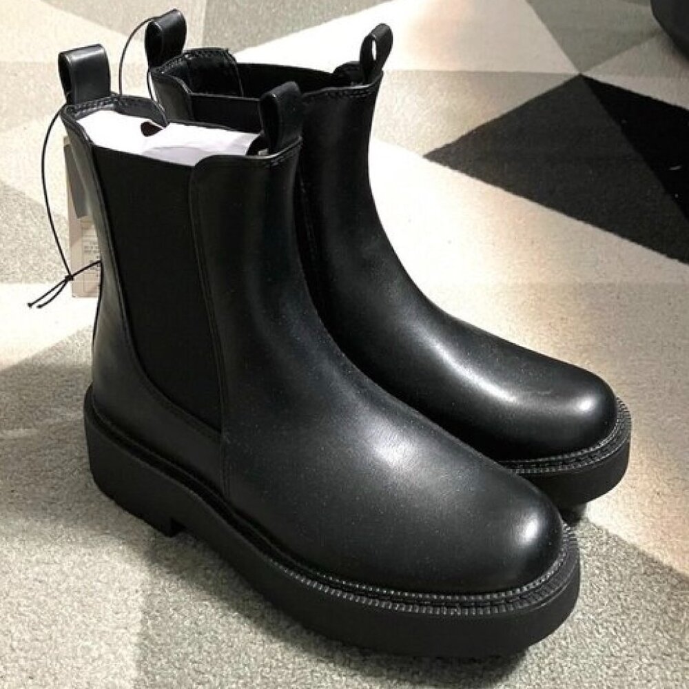 a new day Black Chunky Chelsea Ankle Boots